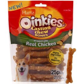 Hartz Oinkies Long Lasting Chew Bones Wrapped With Real Chicken  - 25 count