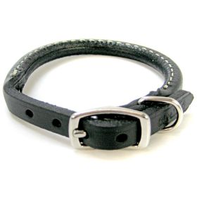 Circle T Rounded Collar Black Leather (Option: 10"L x 3/8"W Circle T Rounded Collar Black Leather)