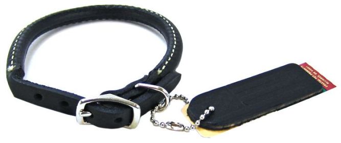 Circle T Rounded Collar Black Leather (Option: 12"L x 3/8"W Circle T Rounded Collar Black Leather)