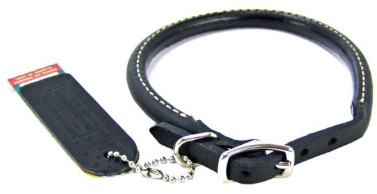 Circle T Rounded Collar Black Leather (Option: 14"L x 3/8"W Circle T Rounded Collar Black Leather)