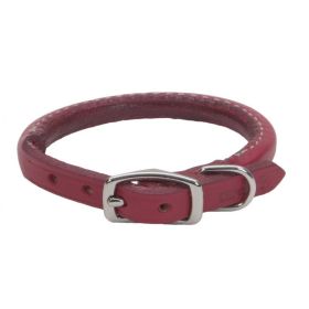 Circle T Oak Tanned Leather Round Dog Collar Red (Option: 14"L x 3/8"W Circle T Oak Tanned Leather Round Dog Collar Red)