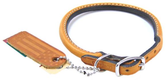 Circle T Oak Tanned Leather Round Dog Collar Tan (Option: 14"L x 3/8"W Circle T Oak Tanned Leather Round Dog Collar Tan)