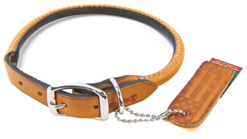 Circle T Oak Tanned Leather Round Dog Collar Tan (Option: 16"L x 5/8"W Circle T Oak Tanned Leather Round Dog Collar Tan)