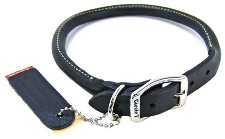 Circle T Rounded Collar Black Leather (Option: 18"L x 3/4"W Circle T Rounded Collar Black Leather)