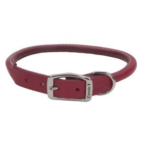 Circle T Oak Tanned Leather Round Dog Collar Red (Option: 18"L x 3/4"W Circle T Oak Tanned Leather Round Dog Collar Red)