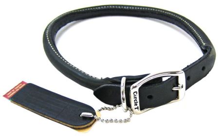 Circle T Rounded Collar Black Leather (Option: 20"L x 3/4"W Circle T Rounded Collar Black Leather)