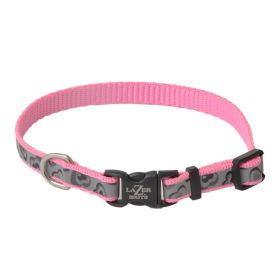 Coastal Pet Lazer Brite Reflective Adjustable Dog Collar Pink Hearts (Option: 8-12"L x 3/8"W Coastal Pet Lazer Brite Reflective Adjustable Dog Collar Pink Hearts)