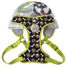 Coastal Pet Attire Ribbon Designer Wrap Adjustable Dog Harness Brown Paw and Bones (Option: Medium - 1 count Coastal Pet Attire Ribbon Designer Wrap Adjustable Dog Harness Brown Paw and Bones)