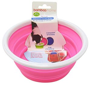 Bamboo Silicone Travel Bowl Assorted Colors (Option: 24 oz Bamboo Silicone Travel Bowl Assorted Colors)