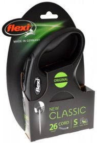 Flexi New Classic Retractable Cord Leash Black (Option: Small - 26' long Flexi New Classic Retractable Cord Leash Black)