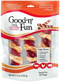 Healthy Hide Good N Fun Triple Flavor Crunchy Spirals (Option: 3 count Healthy Hide Good N Fun Triple Flavor Crunchy Spirals)