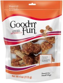 Healthy Hide Good N Fun Chicken Flavored Dumbbells (Option: 16 oz (4 x 4 oz) Healthy Hide Good N Fun Chicken Flavored Dumbbells)