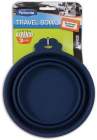 Petmate Round Silicone Travel Pet Bowl Blue (Option: Large - 1 count Petmate Round Silicone Travel Pet Bowl Blue)