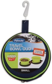 Petmate Silicone Travel Duo Bowl Green (Option: Small - 6 count Petmate Silicone Travel Duo Bowl Green)