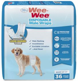 Four Paws Wee Wee Disposable Male Dog Wraps Medium/Large (Option: 36 count Four Paws Wee Wee Disposable Male Dog Wraps Medium/Large)