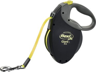 Flexi Giant Retractable Tape Dog Leash Black / Neon (Option: Large - 26' long Flexi Giant Retractable Tape Dog Leash Black / Neon)