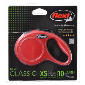 Flexi New Classic Retractable Cord Leash Red (Option: X-Small - 10' long Flexi New Classic Retractable Cord Leash Red)