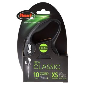 Flexi New Classic Retractable Cord Leash Black (Option: X-Small - 10' long Flexi New Classic Retractable Cord Leash Black)