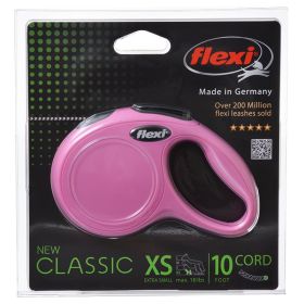Flexi New Classic Retractable Cord Leash Pink (Option: X-Small - 10' long Flexi New Classic Retractable Cord Leash Pink)