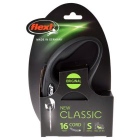 Flexi New Classic Retractable Cord Leash Black (Option: Small - 16' long Flexi New Classic Retractable Cord Leash Black)