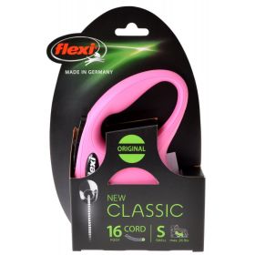 Flexi New Classic Retractable Cord Leash Pink (Option: Small - 16' long Flexi New Classic Retractable Cord Leash Pink)
