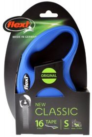 Flexi New Classic Retractable Tape Leash Blue (Option: Small - 16' long Flexi New Classic Retractable Tape Leash Blue)