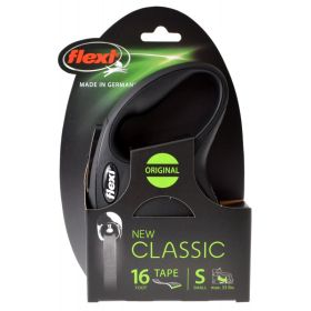 Flexi New Classic Retractable Tape Leash Black (Option: Small - 16' long Flexi New Classic Retractable Tape Leash Black)
