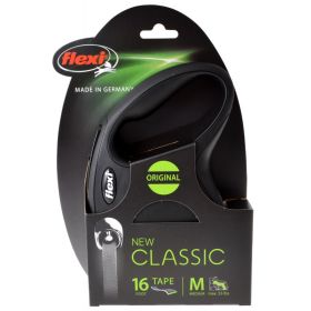 Flexi New Classic Retractable Tape Leash Black (Option: Medium - 16' long Flexi New Classic Retractable Tape Leash Black)