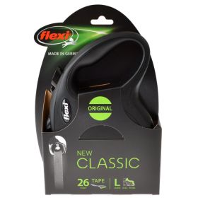 Flexi New Classic Retractable Tape Leash Black (Option: Large - 26' long Flexi New Classic Retractable Tape Leash Black)