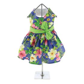 Blue Lagoon Hawaiian Hibiscus Dog Dress with Matching Leash (Color: , size: X-Large)
