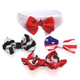 White Collar Bow Tie Set with 4 Interchangeable Bows (Color: , size: 2X-Large)