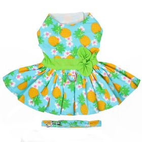 Pineapple Luau Dog Harness Dress with Matching Leash (Color: , size: X-Large)