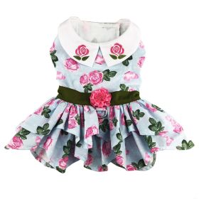 Pink Rose Harness Dress with Matching Leash (Color: , size: X-Large)