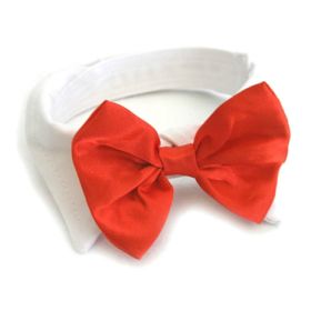 White Collar with Red Satin Bow Tie (Color: , size: 3X-Large)