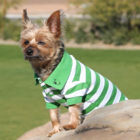 Striped Dog Polo (Color: Greenery and White, size: 2X-Large)