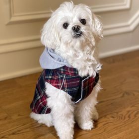 Weekender Dog Sweatshirt Hoodie (Color: Red & Black Plaid Flannel, size: X-Large)