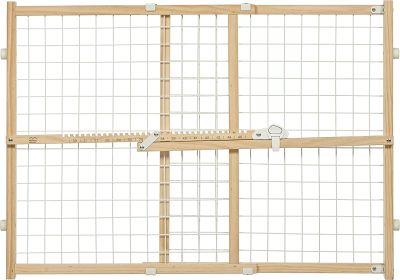 MidWest Wire Mesh Wood Pressure Mount Pet Safety Gate (Option: 24" tall - 1 count MidWest Wire Mesh Wood Pressure Mount Pet Safety Gate)