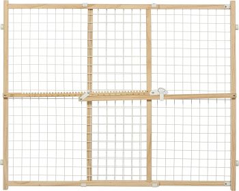 MidWest Wire Mesh Wood Pressure Mount Pet Safety Gate (Option: 32" tall - 1 count MidWest Wire Mesh Wood Pressure Mount Pet Safety Gate)