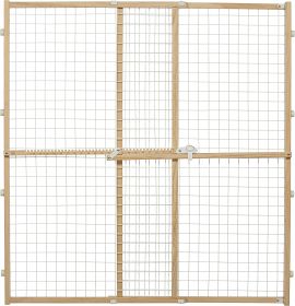 MidWest Wire Mesh Wood Pressure Mount Pet Safety Gate (Option: 44" tall - 1 count MidWest Wire Mesh Wood Pressure Mount Pet Safety Gate)