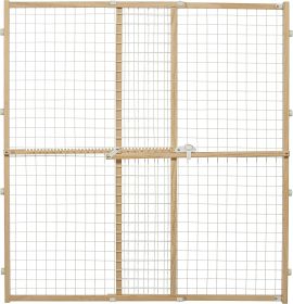 MidWest Wire Mesh Wood Pressure Mount Pet Safety Gate (Option: 44" tall - 1 count MidWest Wire Mesh Wood Pressure Mount Pet Safety Gate)