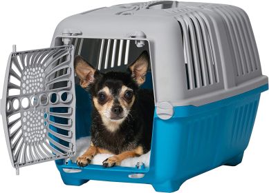 MidWest Spree Plastic Door Travel Carrier Blue Pet Kennel (Option: X-Small - 1 count MidWest Spree Plastic Door Travel Carrier Blue Pet Kennel)
