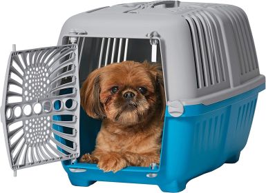 MidWest Spree Plastic Door Travel Carrier Blue Pet Kennel (Option: Small - 1 count MidWest Spree Plastic Door Travel Carrier Blue Pet Kennel)