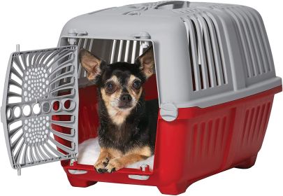 MidWest Spree Plastic Door Travel Carrier Red Pet Kennel (Option: X-Small - 1 count MidWest Spree Plastic Door Travel Carrier Red Pet Kennel)