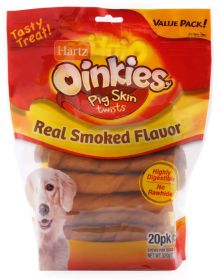 Hartz Oinkies Pig Skin Regular Twists Smoked Flavor (Option: 20 count Hartz Oinkies Pig Skin Regular Twists Smoked Flavor)