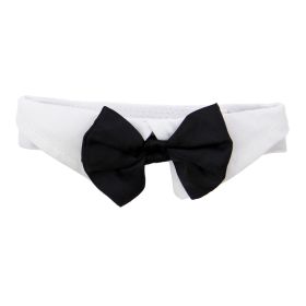 White Collar with Black Satin Bow Tie (Color: , size: large)