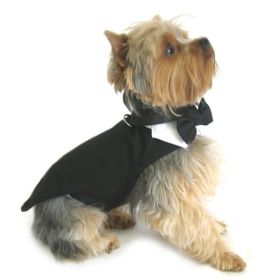 Black Dog Harness Tuxedo w/Tails, Bow Tie, and Cotton Collar (Color: , size: medium)