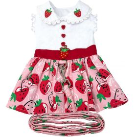 Strawberry Picnic Dog Dress with Matching Leash (Color: , size: large)