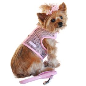Cool Mesh Dog Harness with Leash (Color: Solid Pink, size: small)