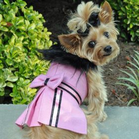 Wool Fur-Trimmed Dog Harness Coat (Color: Pink, size: small)