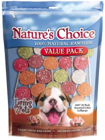 Loving Pets Natures Choice Rawhide Lollipop Dog Treats Assorted Colors (Option: 60 count (3 x 20 ct) Loving Pets Natures Choice Rawhide Lollipop Dog Treats Assorted Colors)